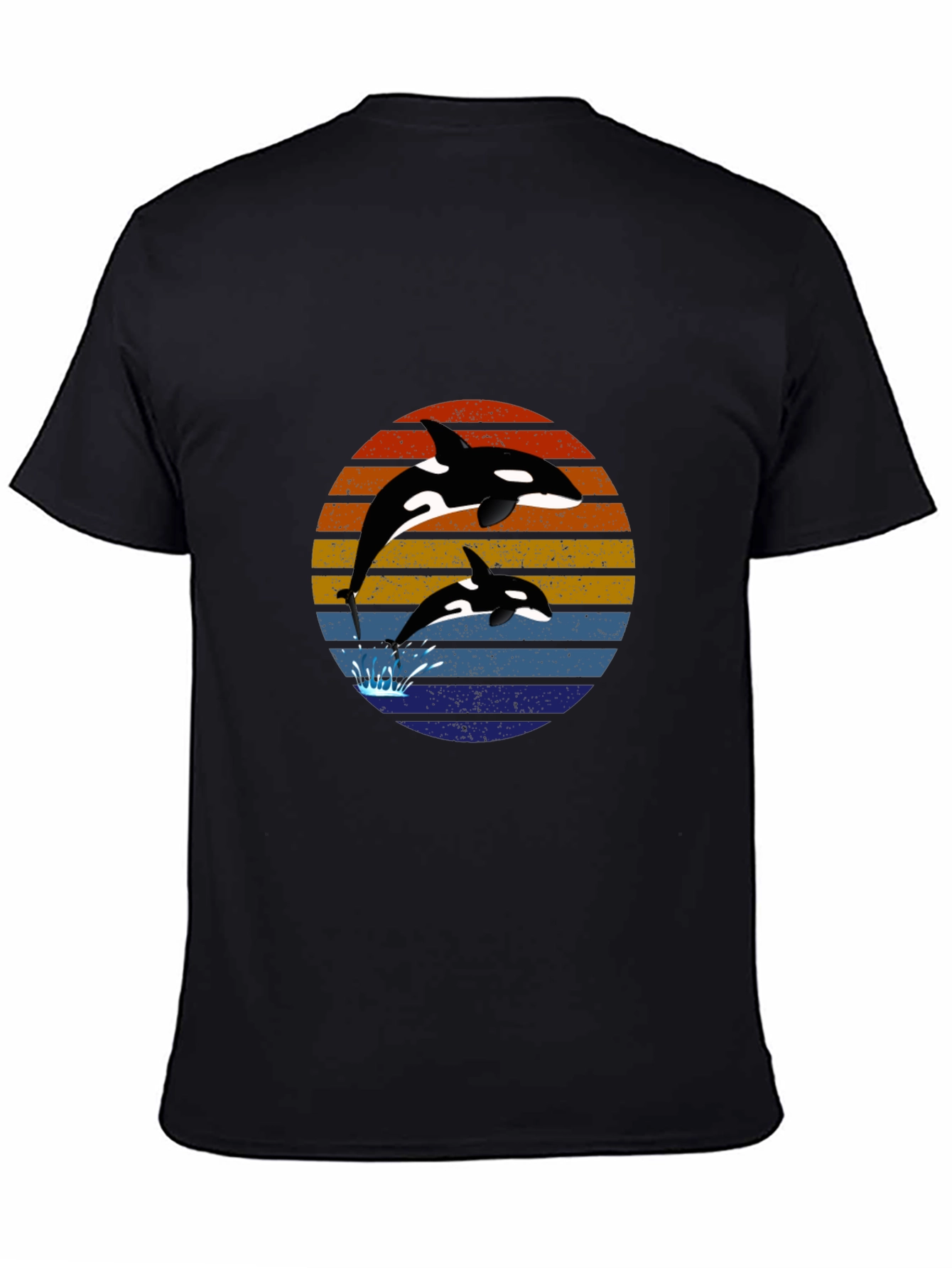 Orca Sunset Graphic Tee - Black Cotton T-Shirt