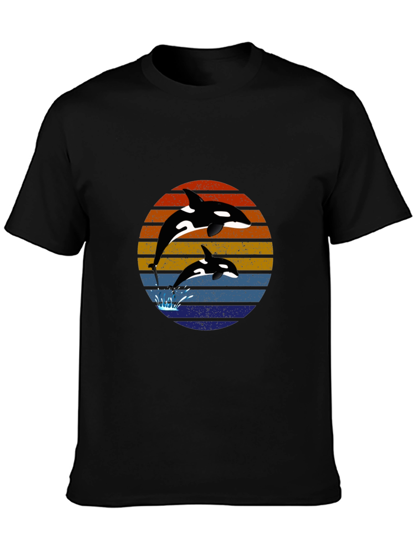 Orca Sunset Graphic Tee - Black Cotton T-Shirt