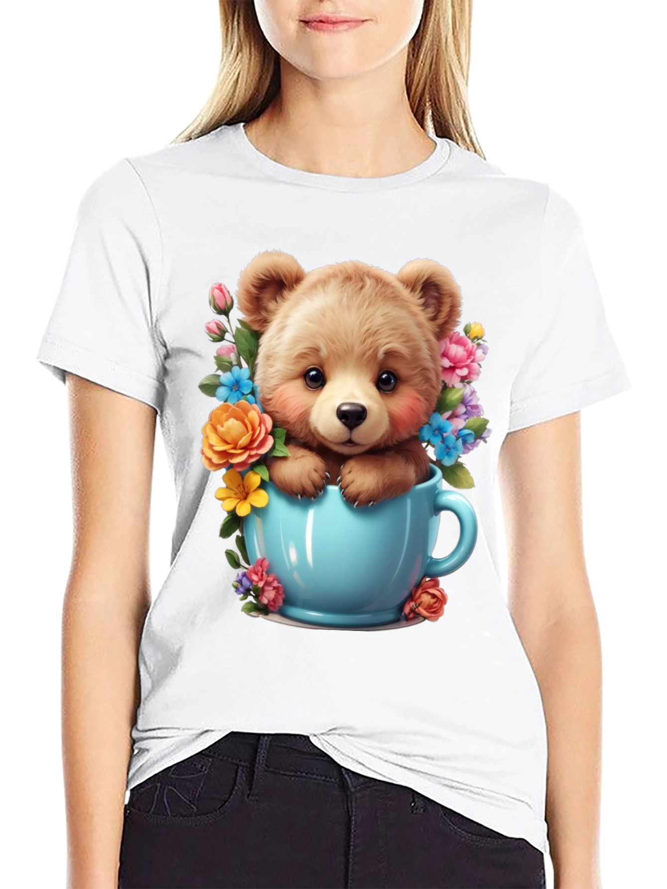 Cute Teddy Bear in Teacup T-Shirt