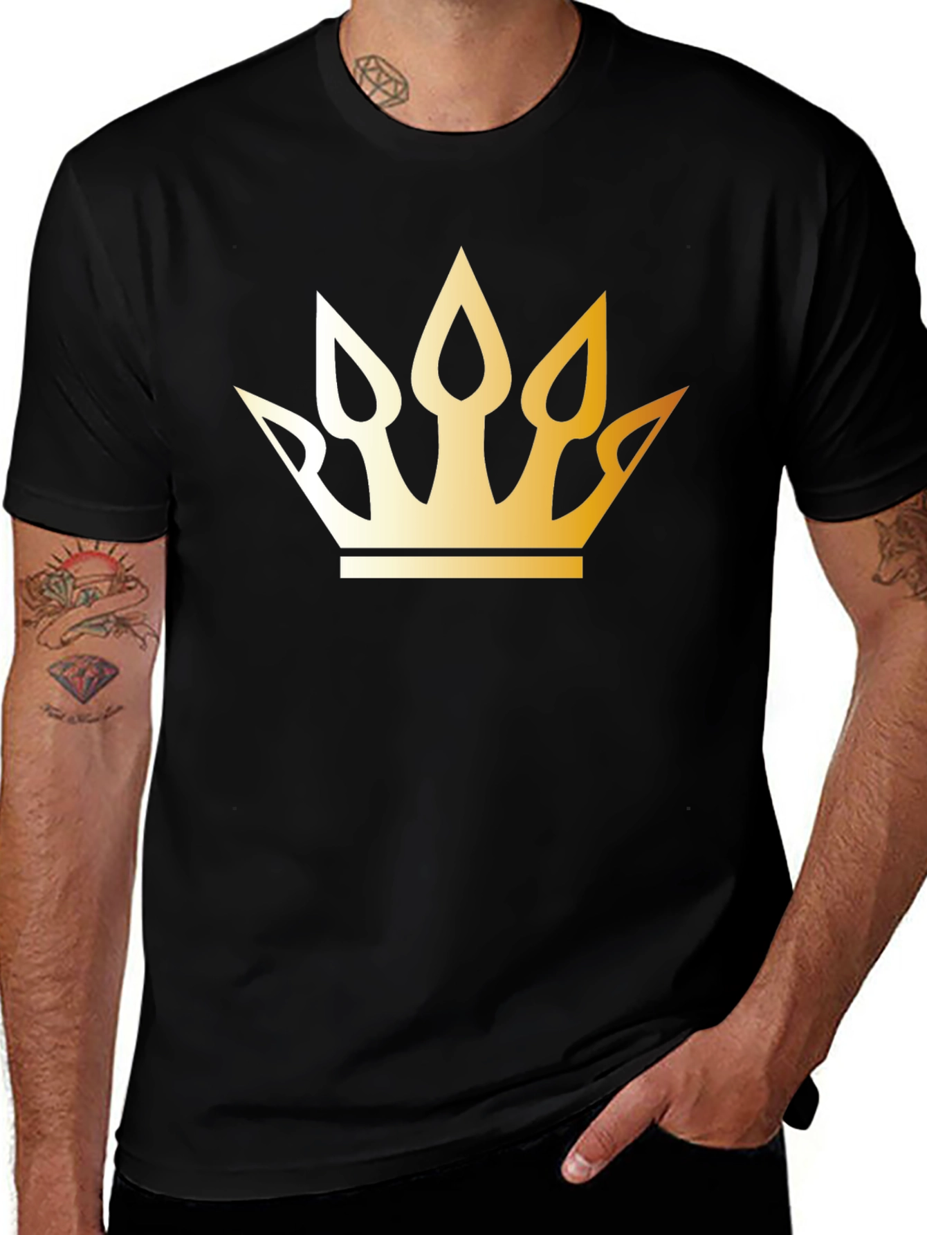 Golden Crown Graphic Black T-Shirt