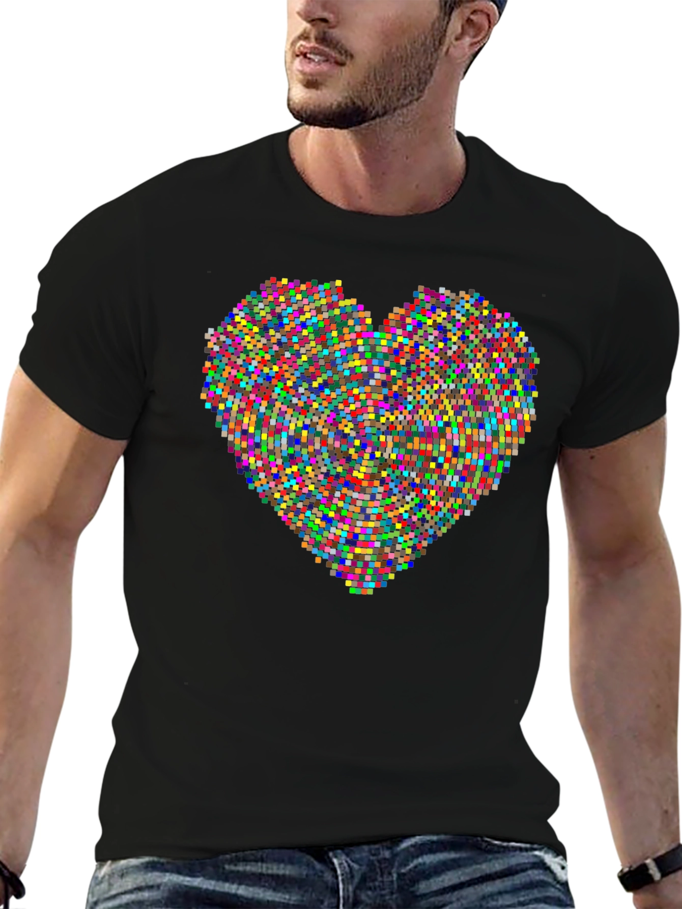 Pixel Heart Graphic Black T-Shirt