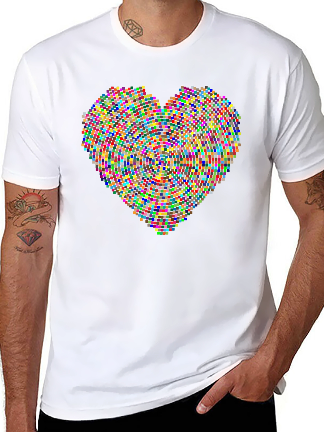 Pixel Heart Graphic Black T-Shirt