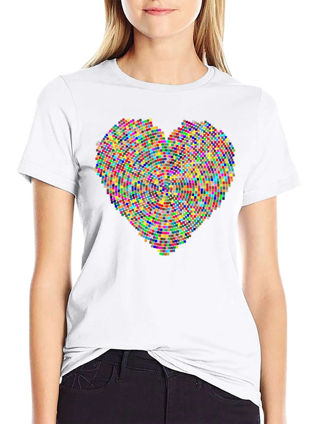 Pixel Heart Graphic Black T-Shirt