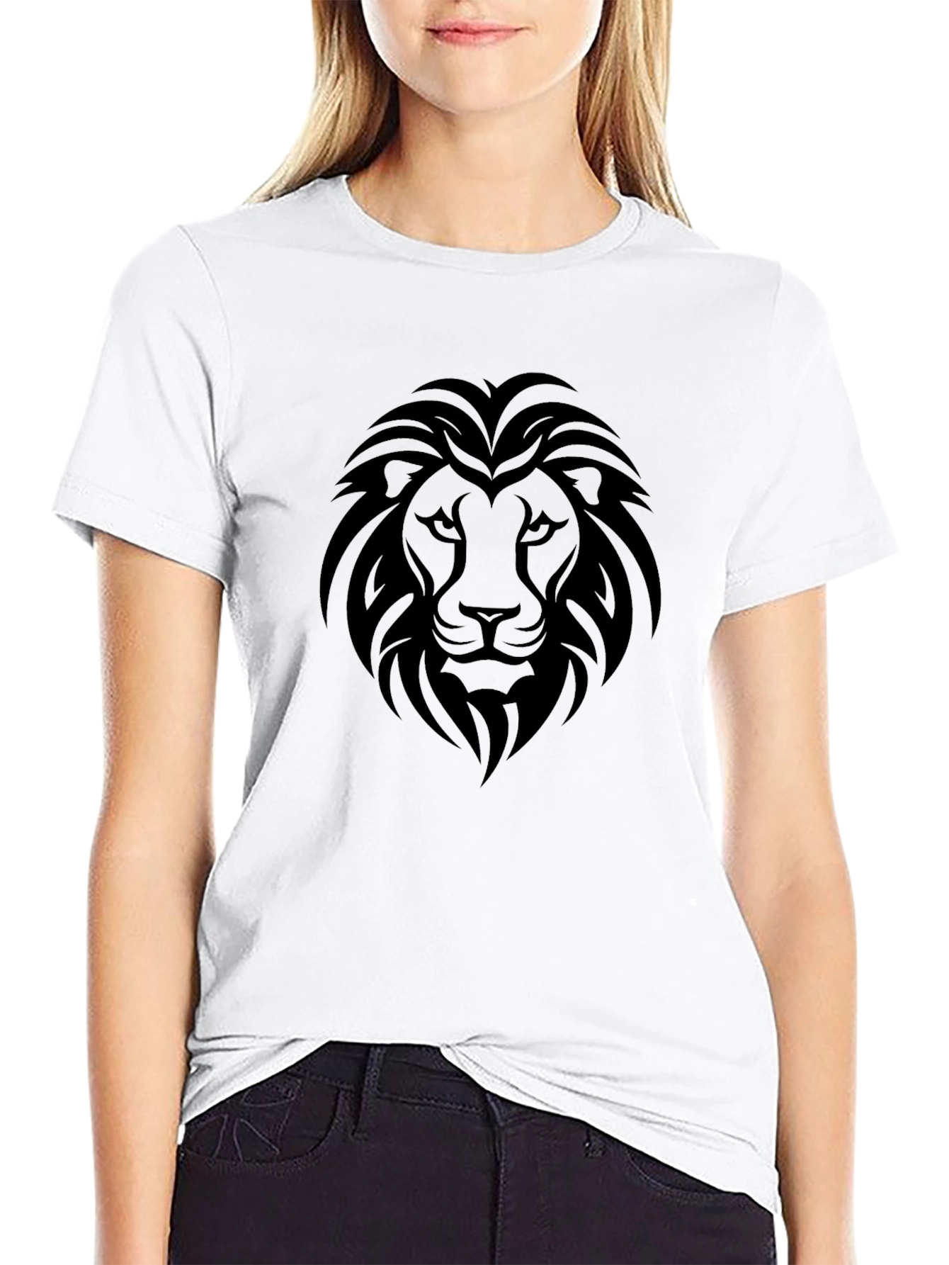 Black Lion Head Graphic Mens T-Shirt