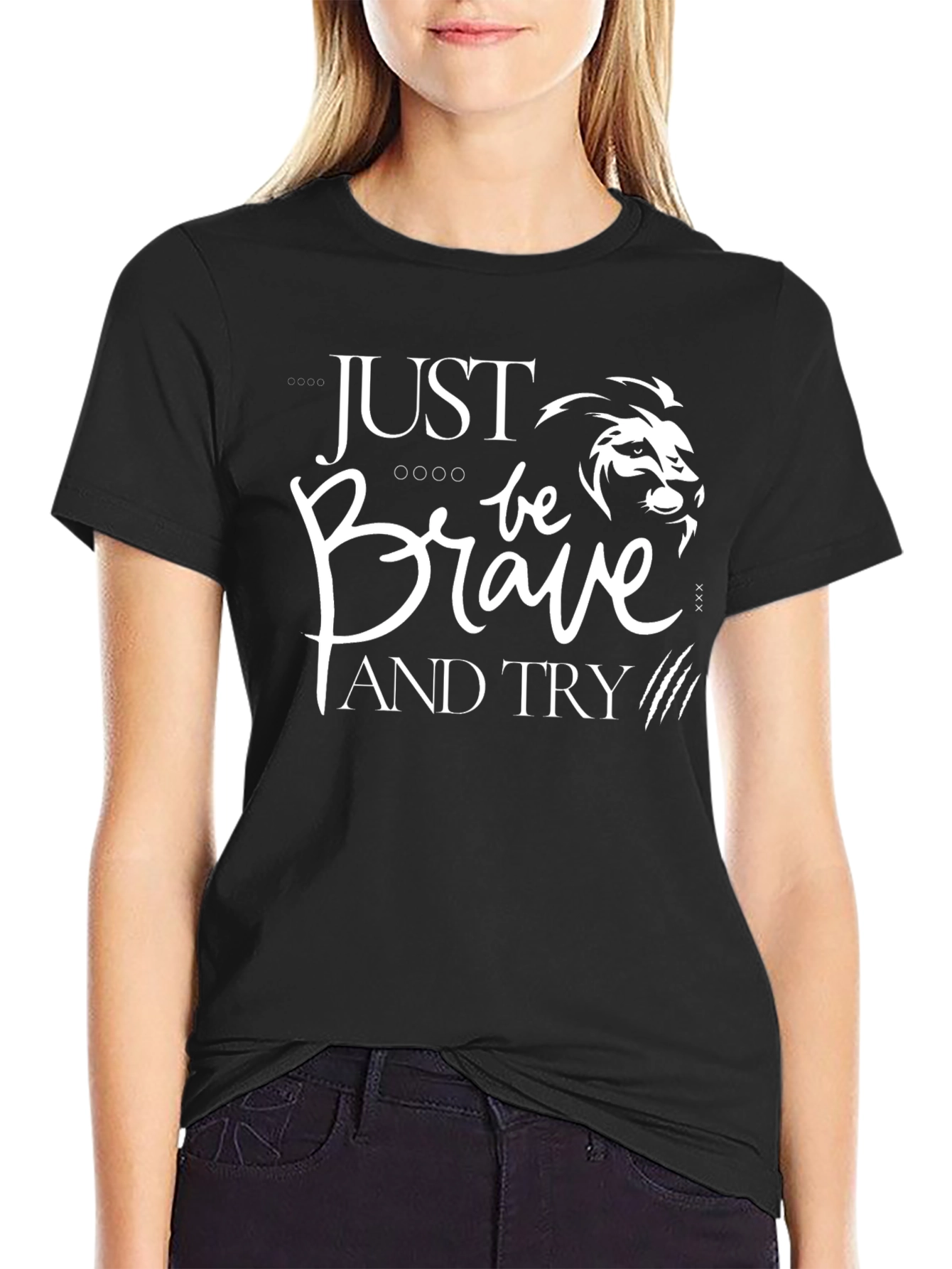 Just Be Brave Graphic Tee - Lion Design