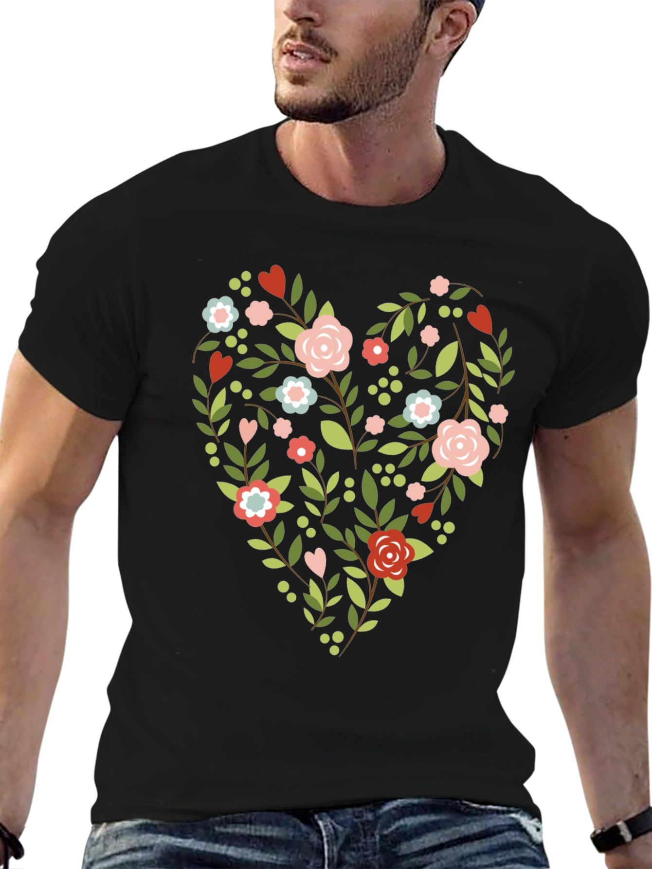 Floral Heart Tee - Stylish & Unique Design