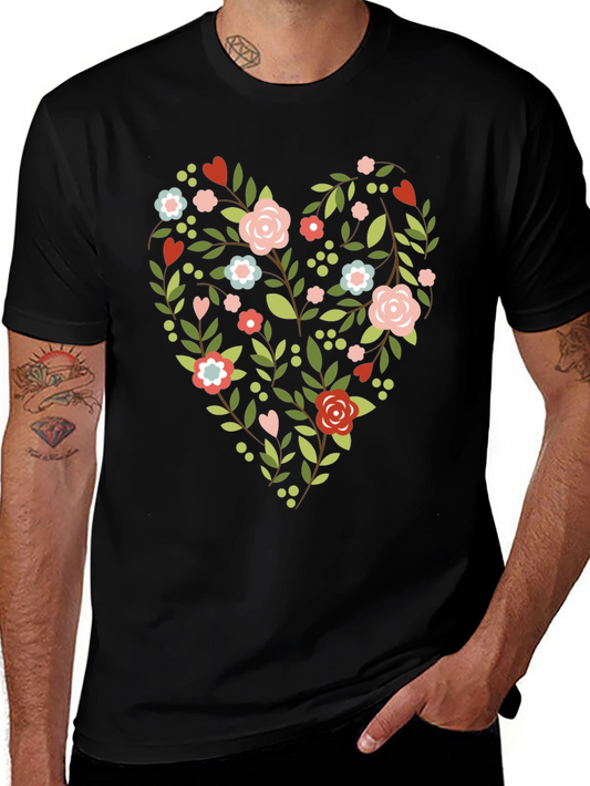 Floral Heart Tee - Stylish & Unique Design