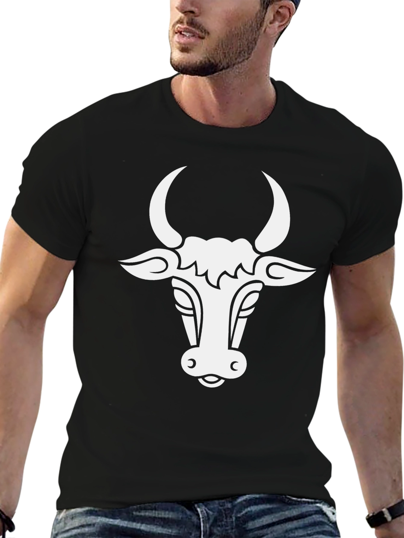 Bull Graphic Tee - Black Cotton Comfort