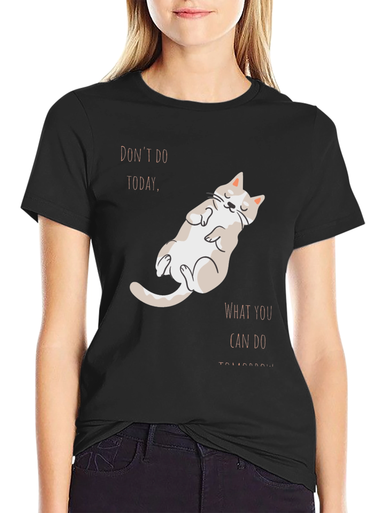 Lazy Cat T-Shirt: Procrastination Humor Graphic Tee