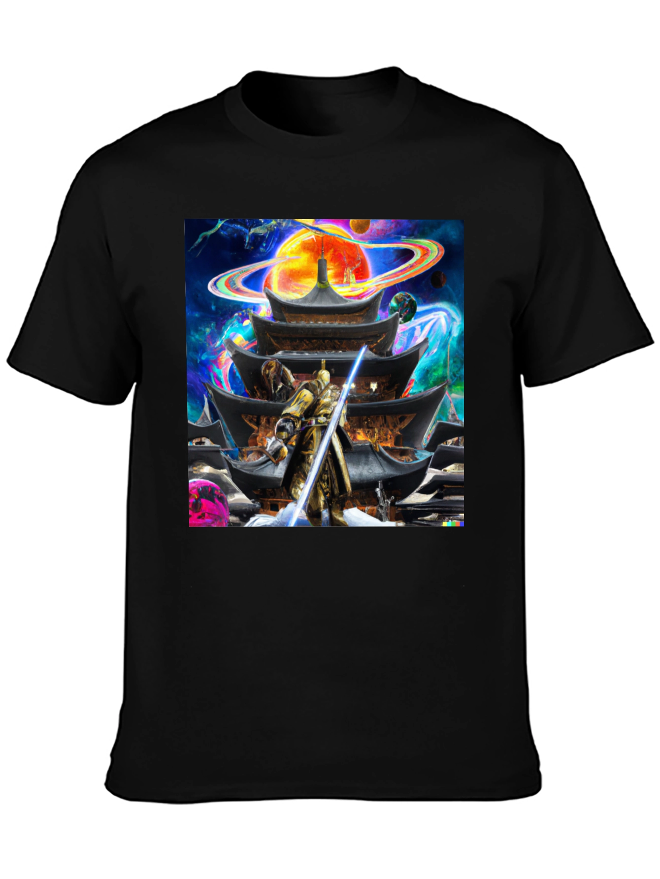 Samurai Temple Graphic T-Shirt - Mens