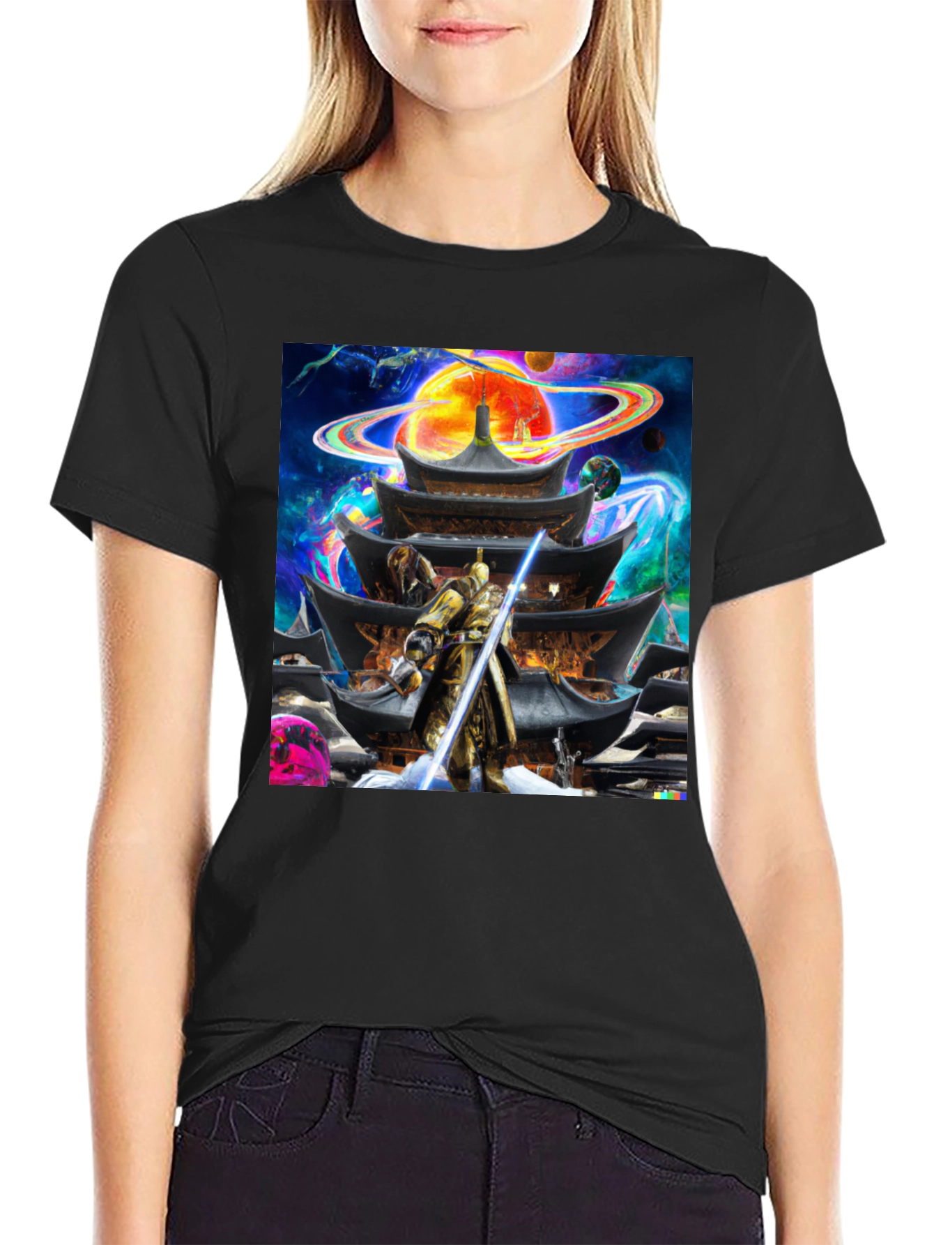 Samurai Temple Graphic T-Shirt - Mens