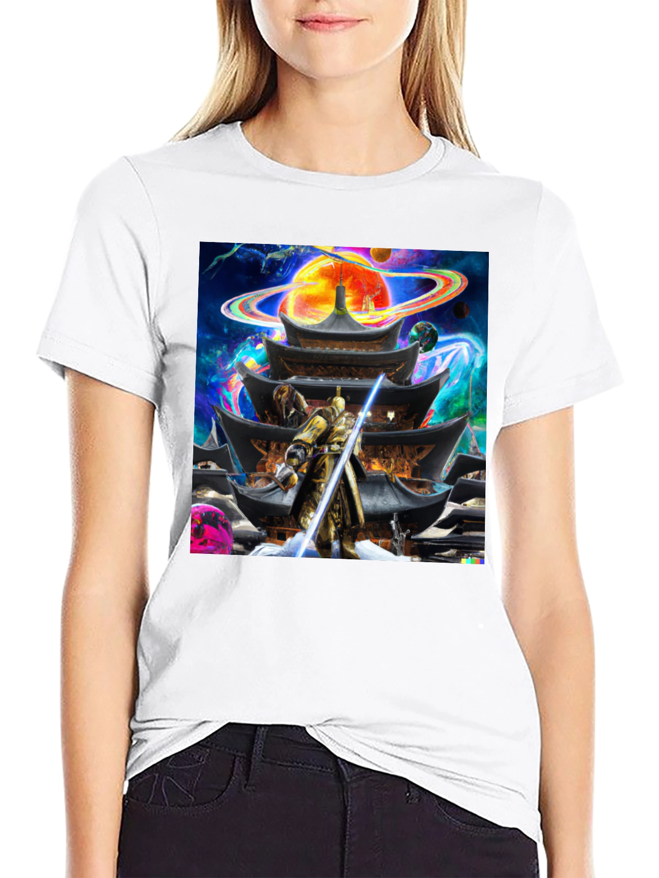 Samurai Temple Graphic T-Shirt - Mens