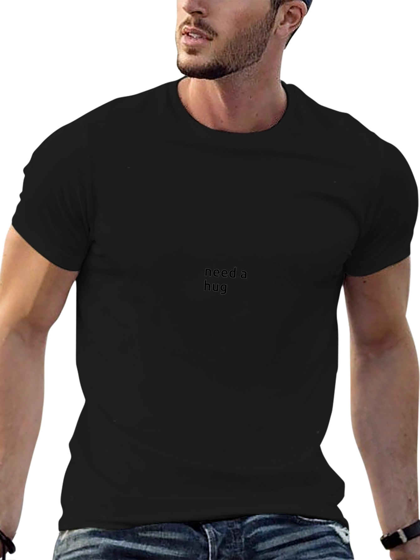 Need A Hug Black Tee - Soft & Stylish