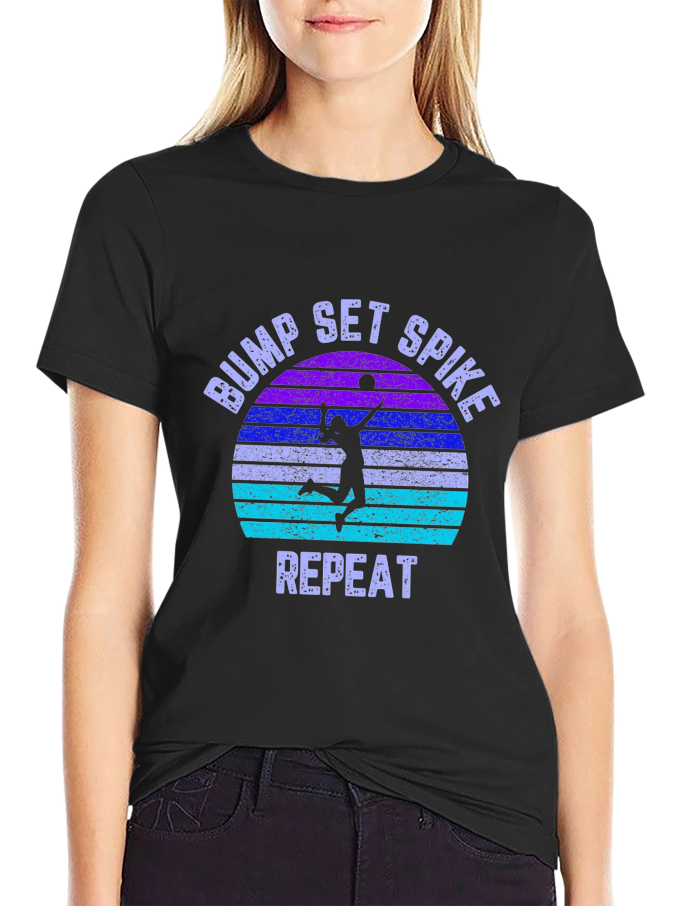Bump Set Spike Repeat Volleyball Graphic Tee