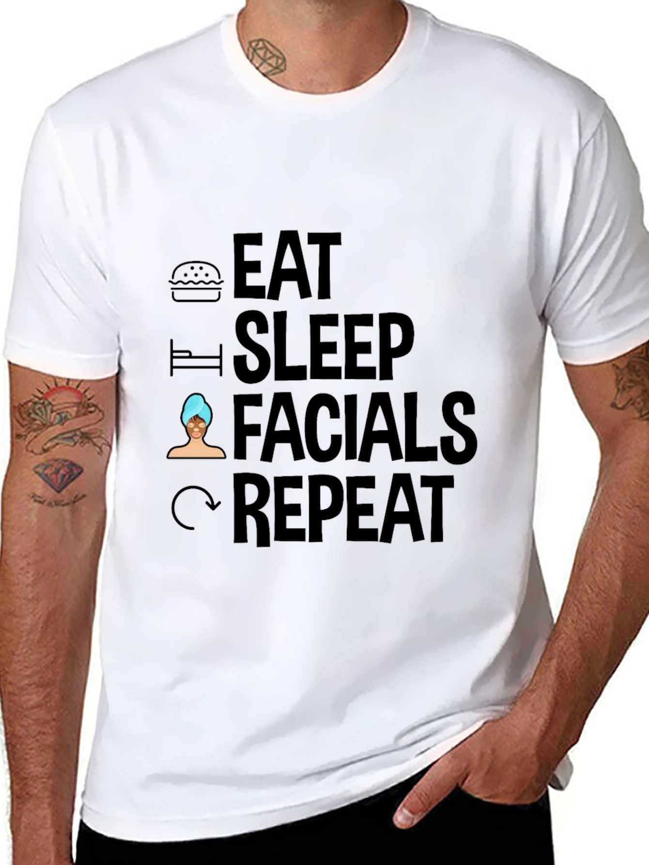 Eat Sleep Facials Repeat Graphic Tee - Unisex