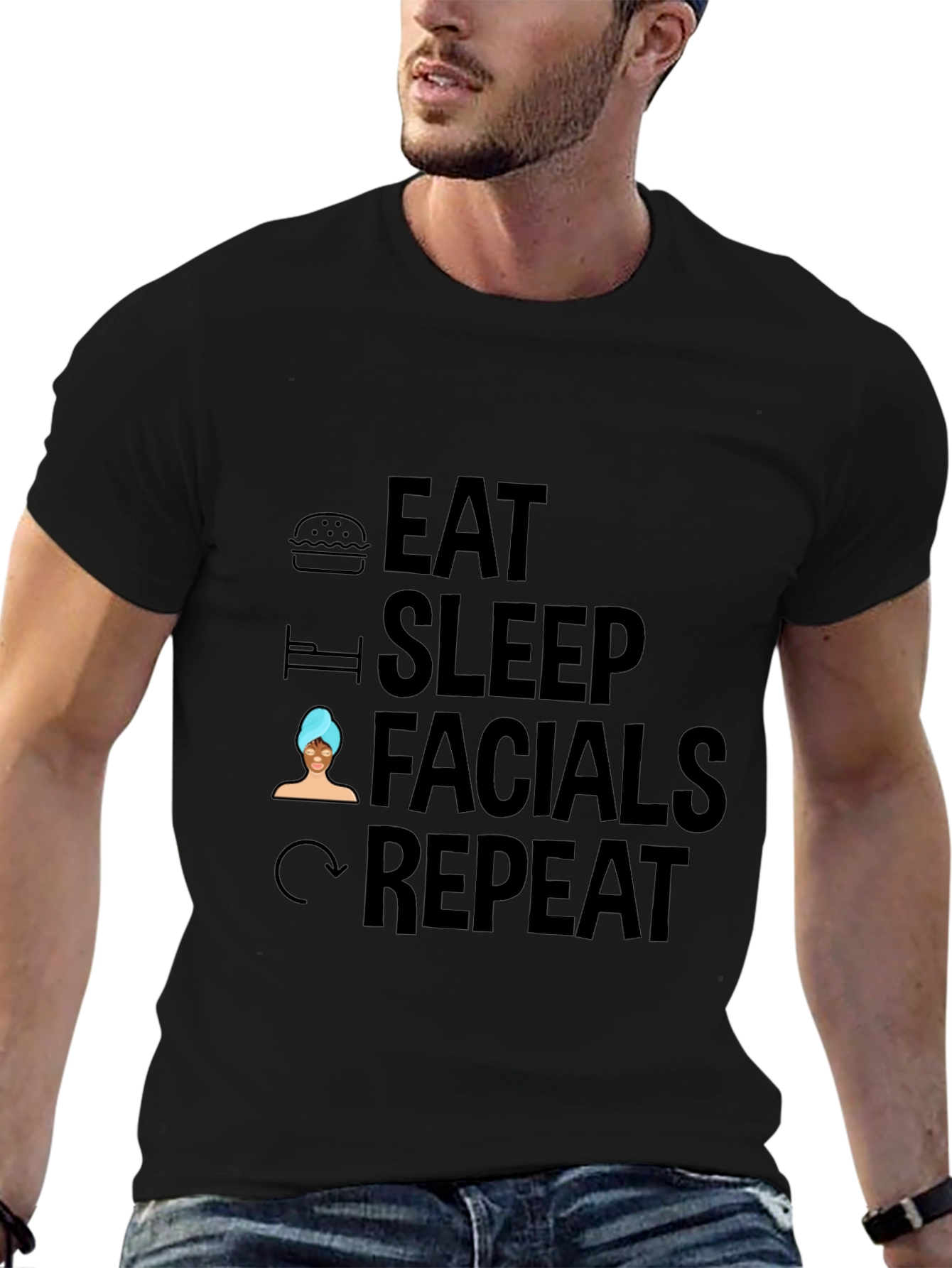 Eat Sleep Facials Repeat Graphic Tee - Unisex