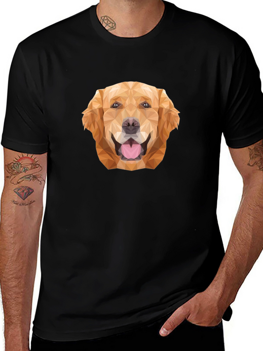 Golden Retriever Polygon Graphic Tee - Black