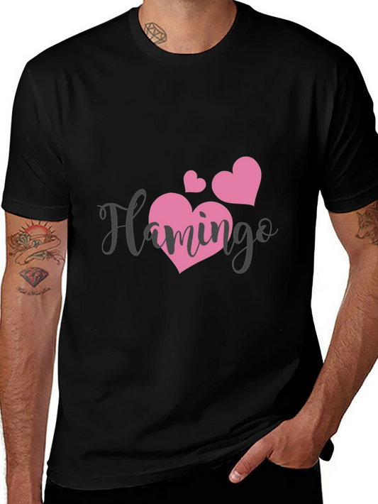Black Flamingo Heart Graphic Tee