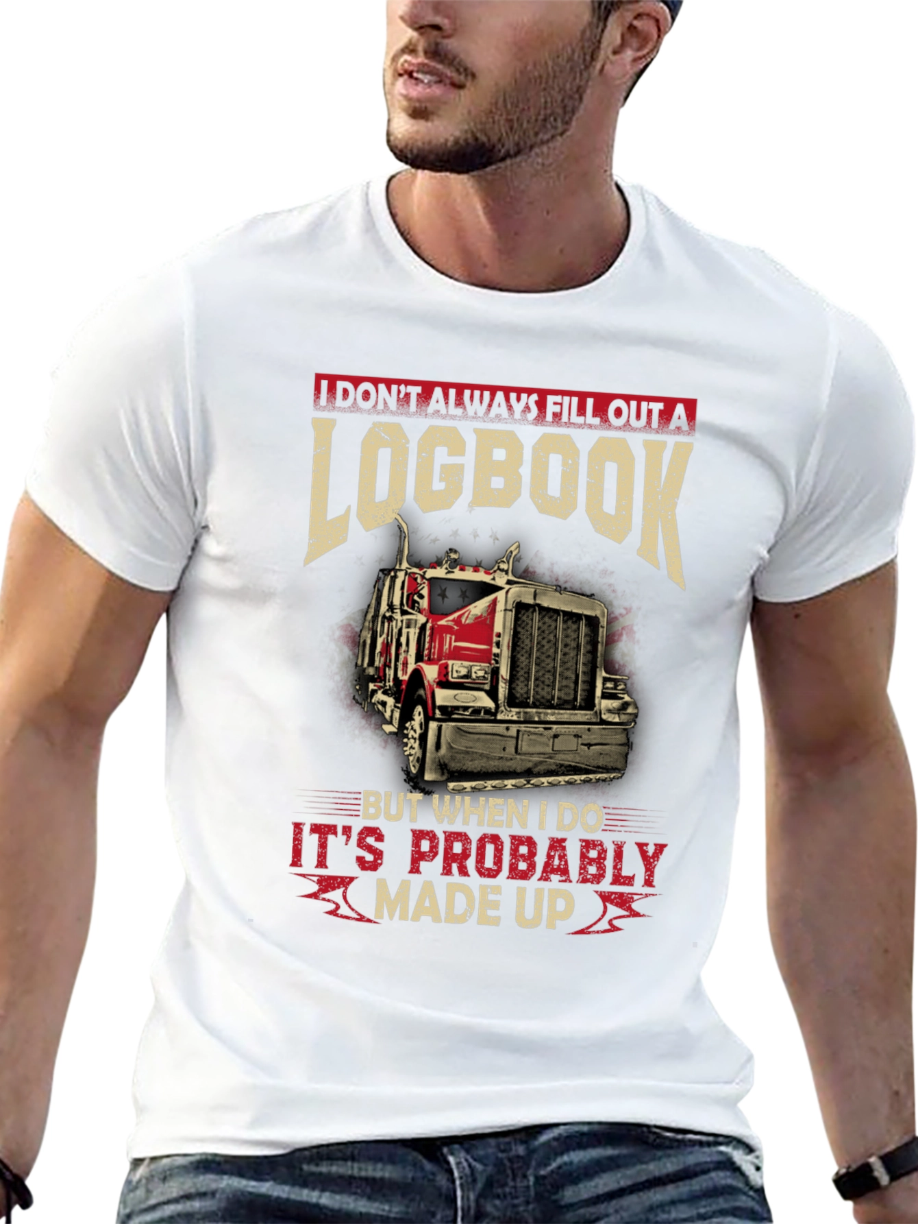 Funny Trucker Logbook T-Shirt - Made Up Design