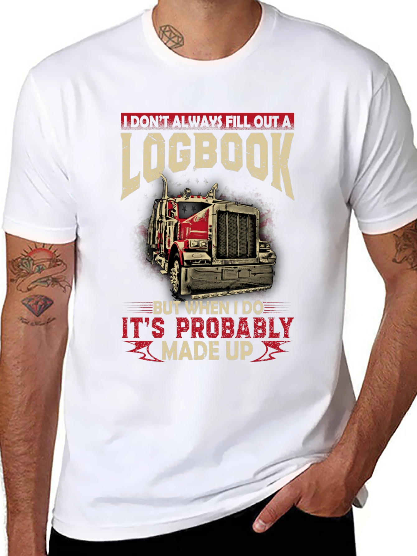 Funny Trucker Logbook T-Shirt - Made Up Design