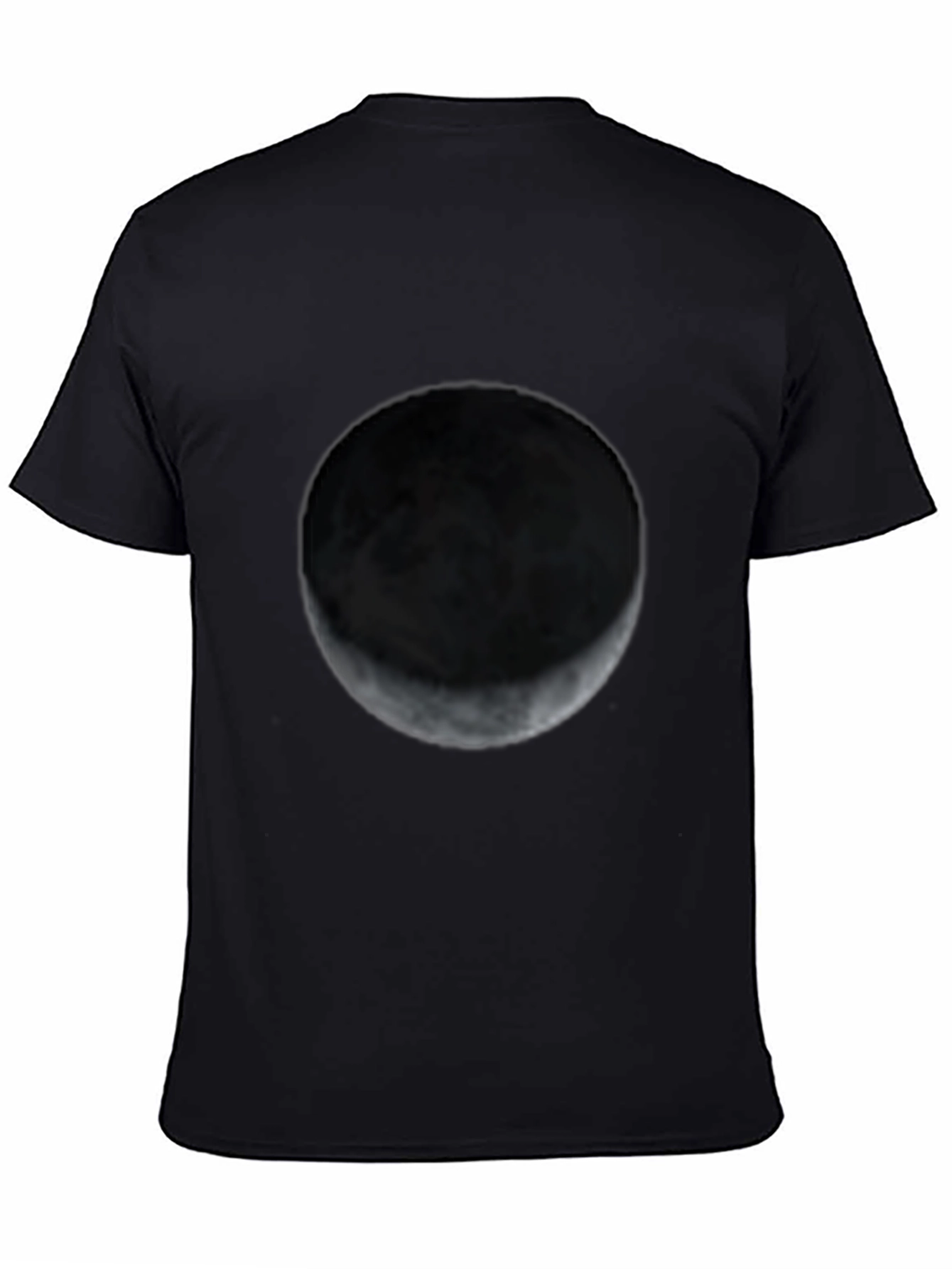 Waxing Crescent Moon Graphic T-Shirt - Black Cotton Blend