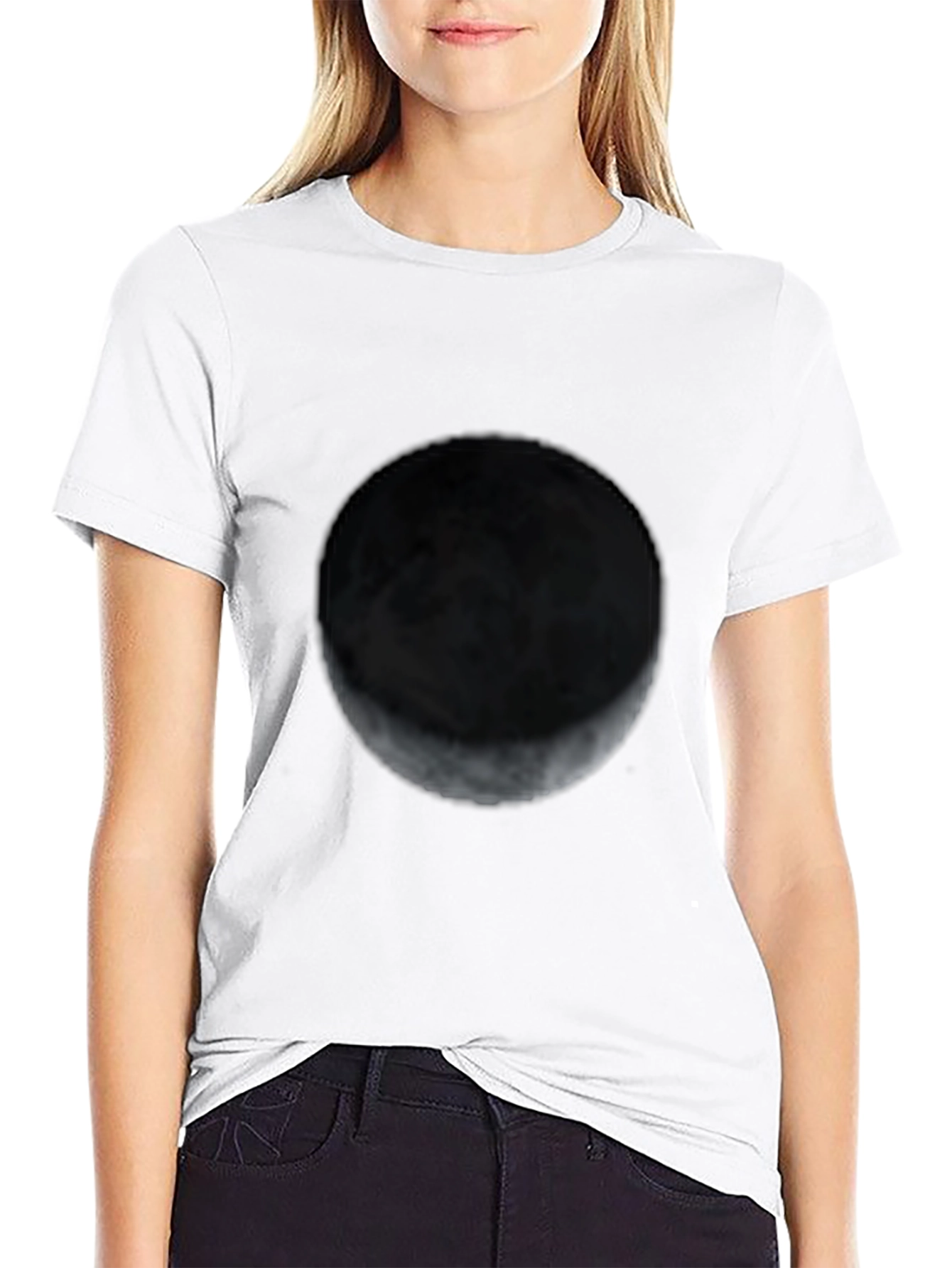 Waxing Crescent Moon Graphic T-Shirt - Black Cotton Blend