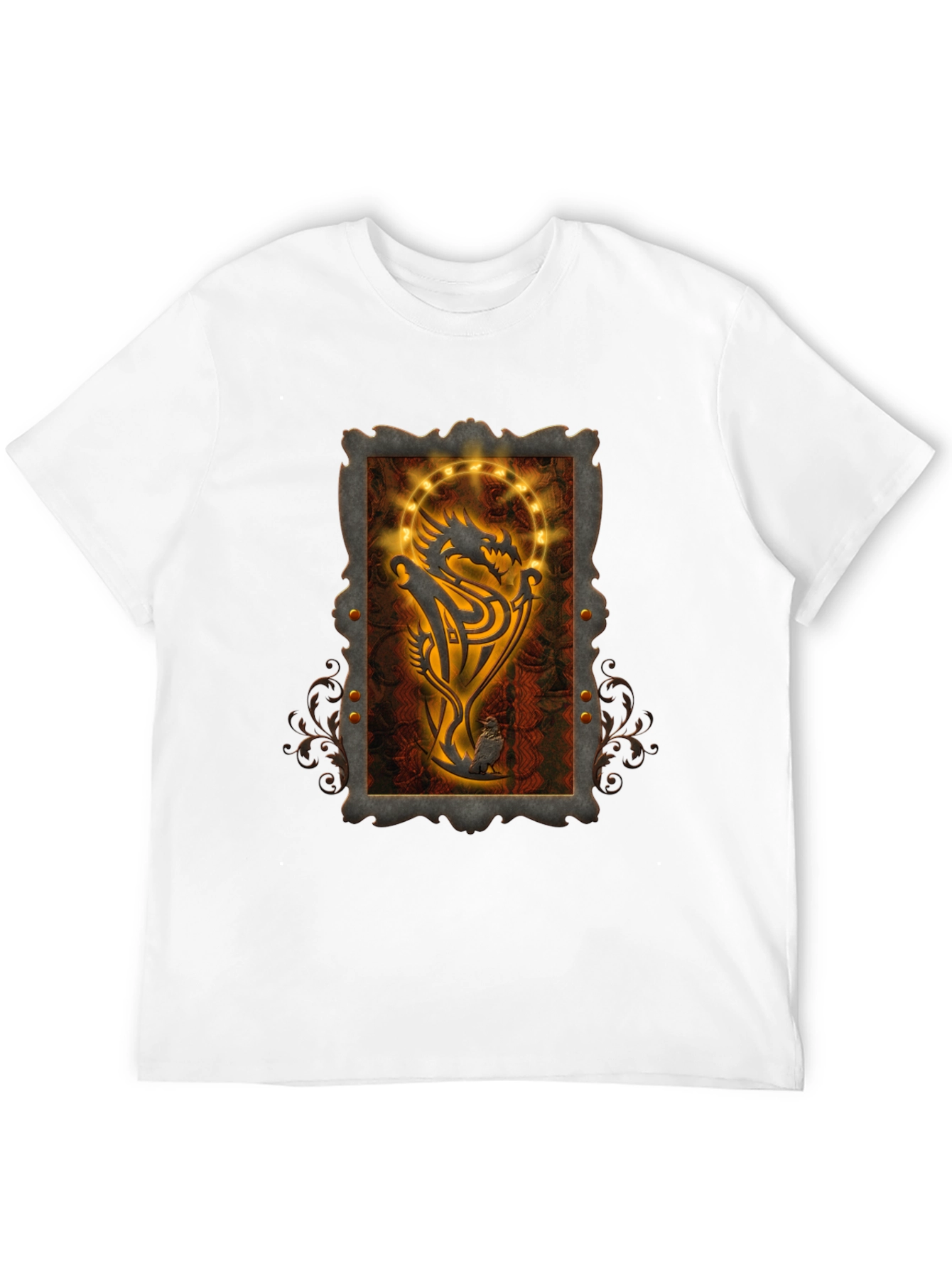Dragon Emblem Graphic Print Black T-Shirt