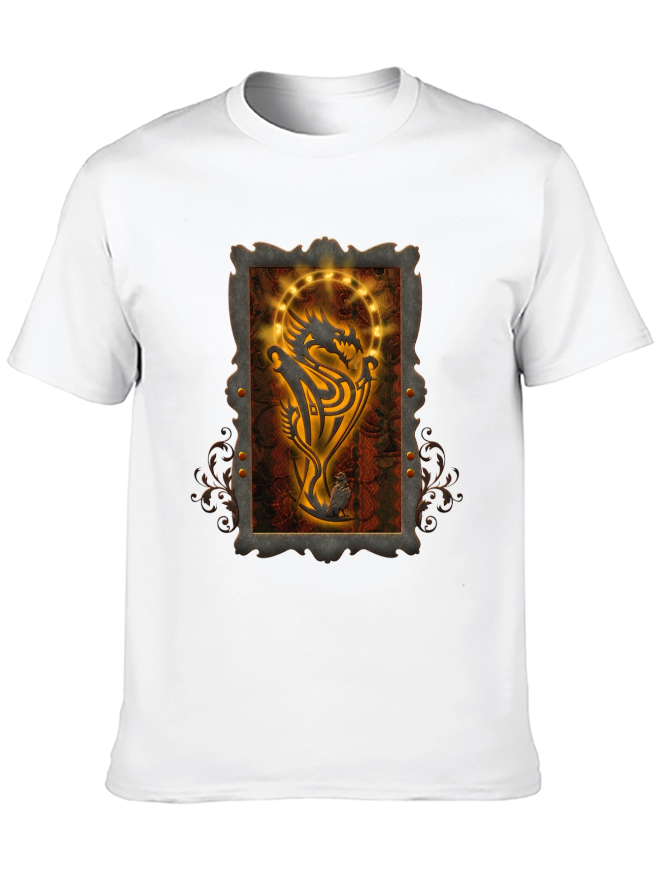Dragon Emblem Graphic Print Black T-Shirt
