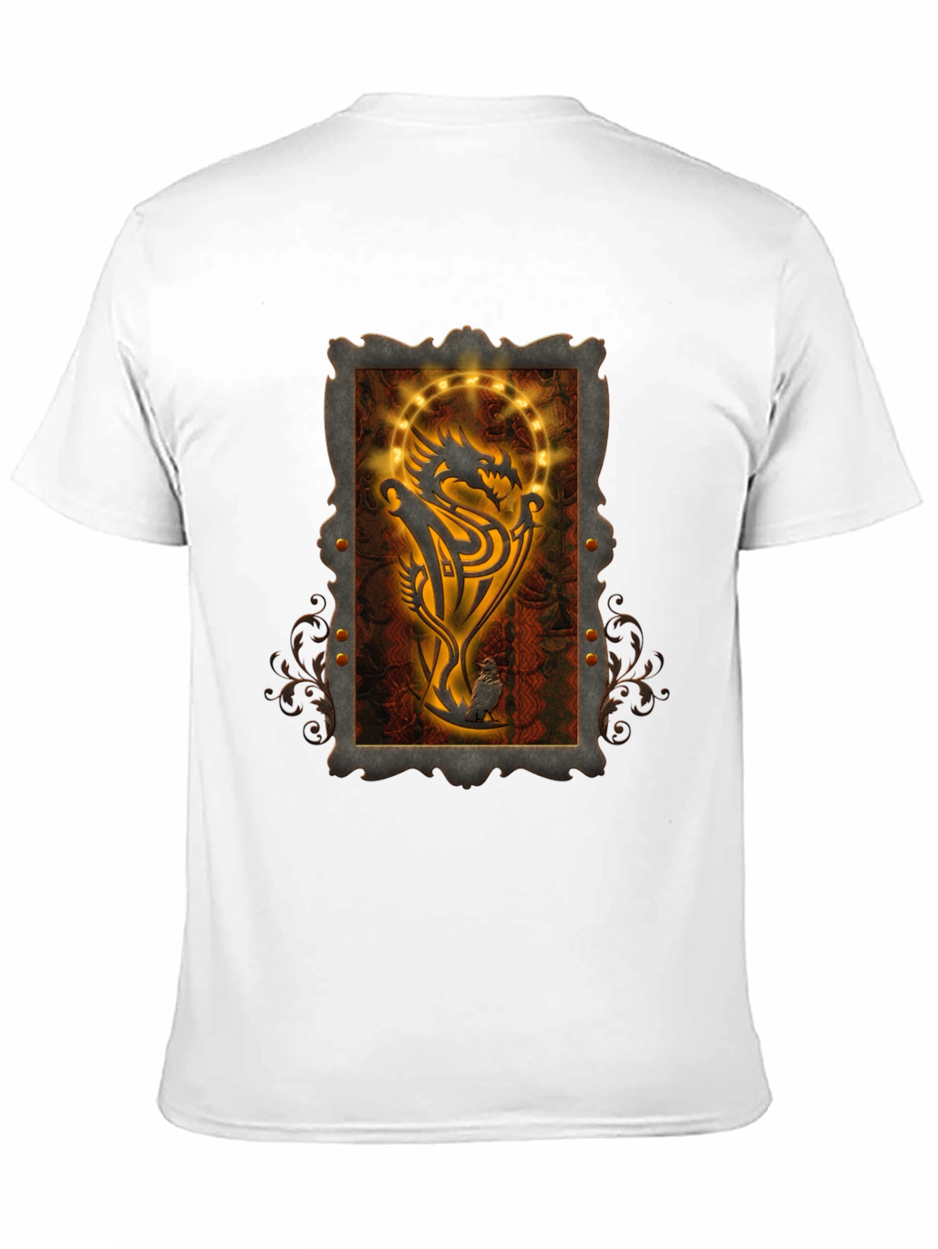 Dragon Emblem Graphic Print Black T-Shirt