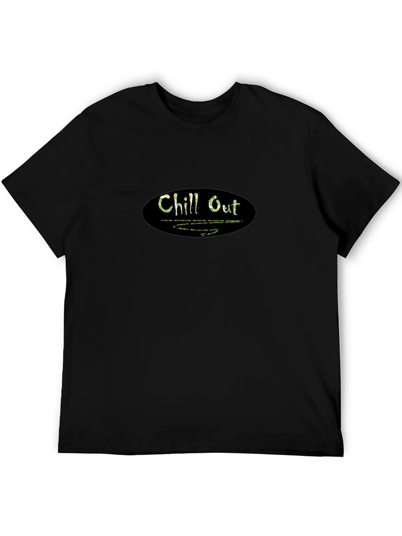 Chill Out Black Graphic T-Shirt - Relaxed Comfort