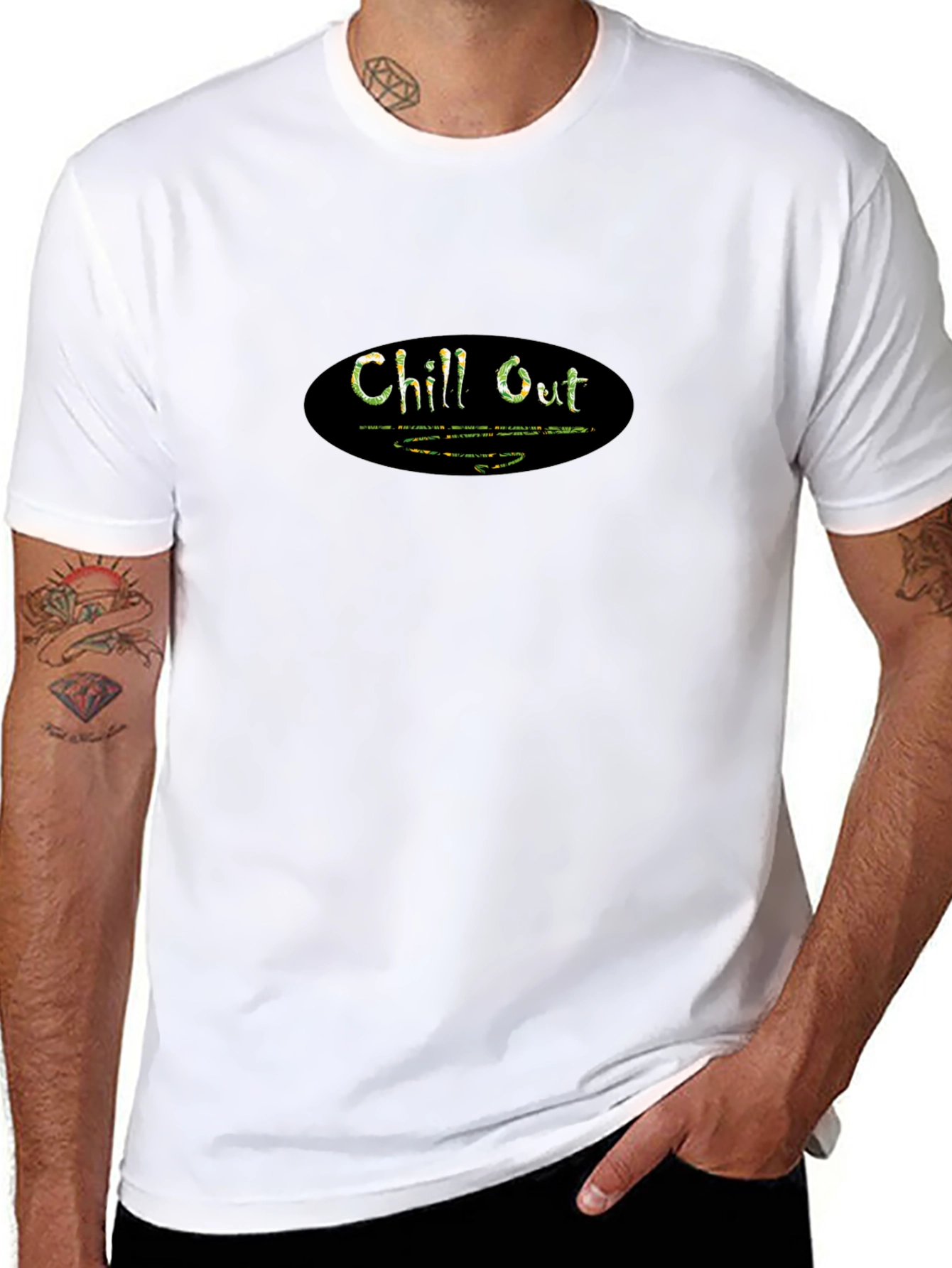Chill Out Black Graphic T-Shirt - Relaxed Comfort
