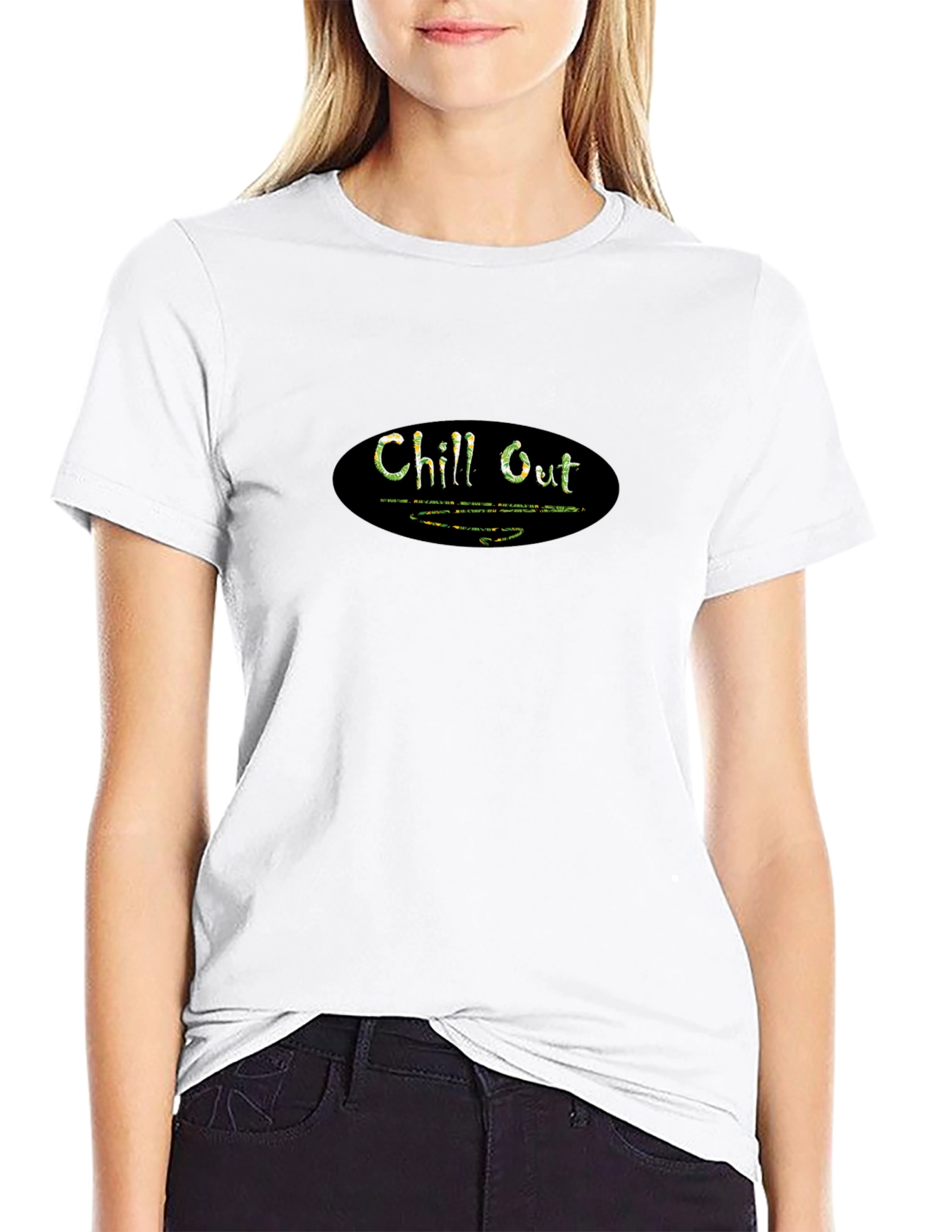 Chill Out Black Graphic T-Shirt - Relaxed Comfort