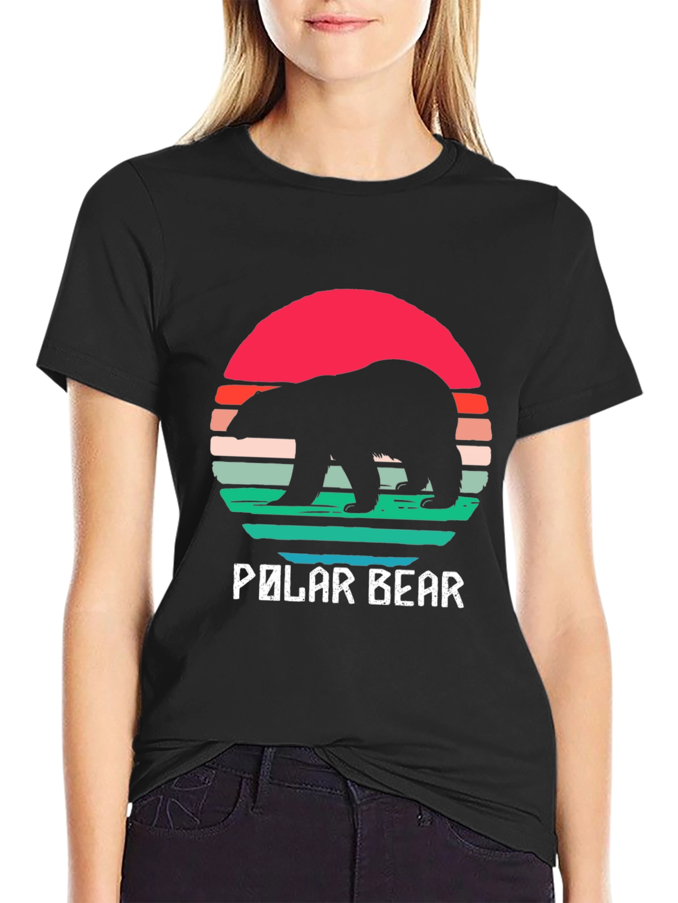 Polar Bear Sunset T-Shirt - Retro Style