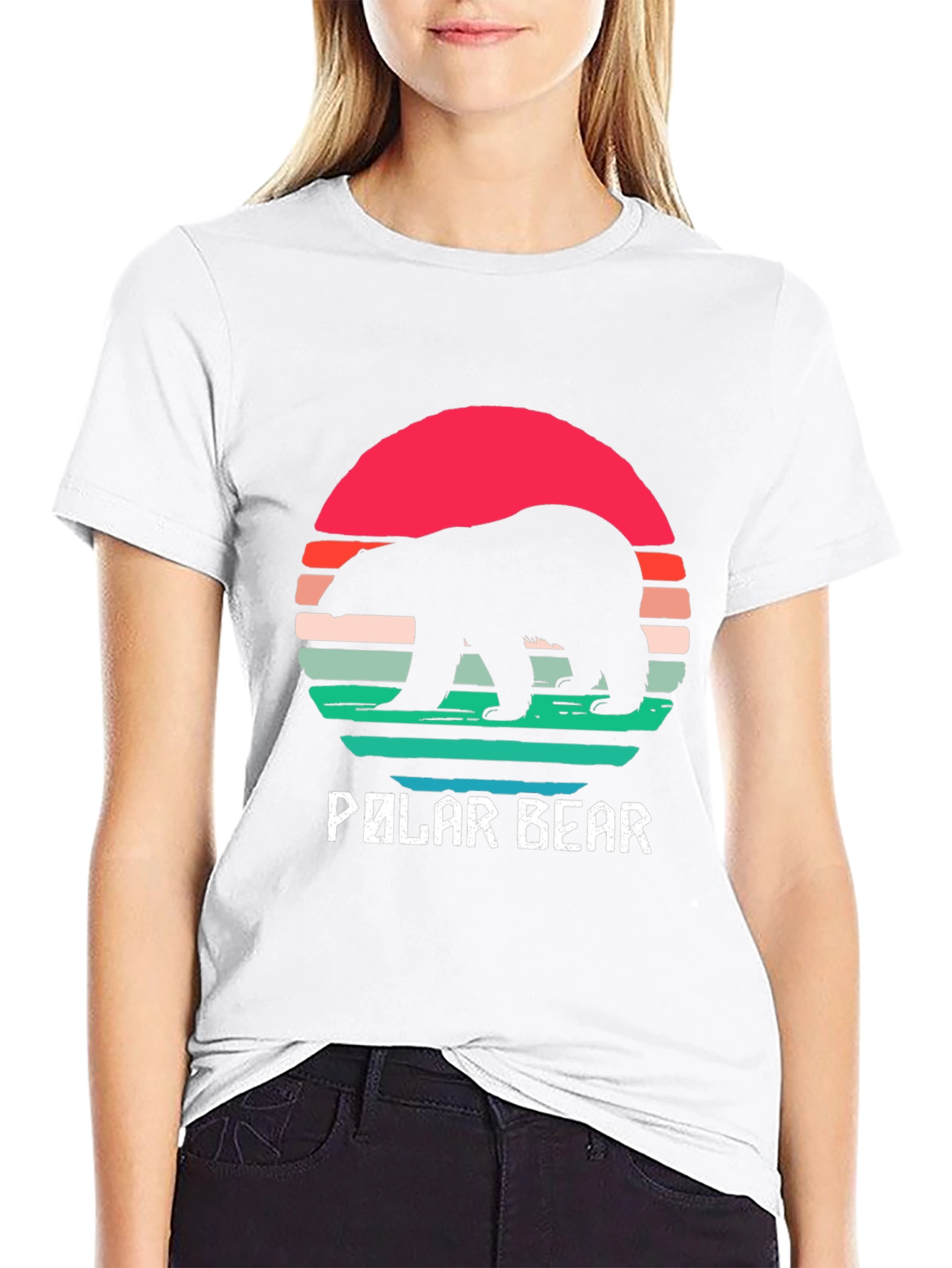 Polar Bear Sunset T-Shirt - Retro Style
