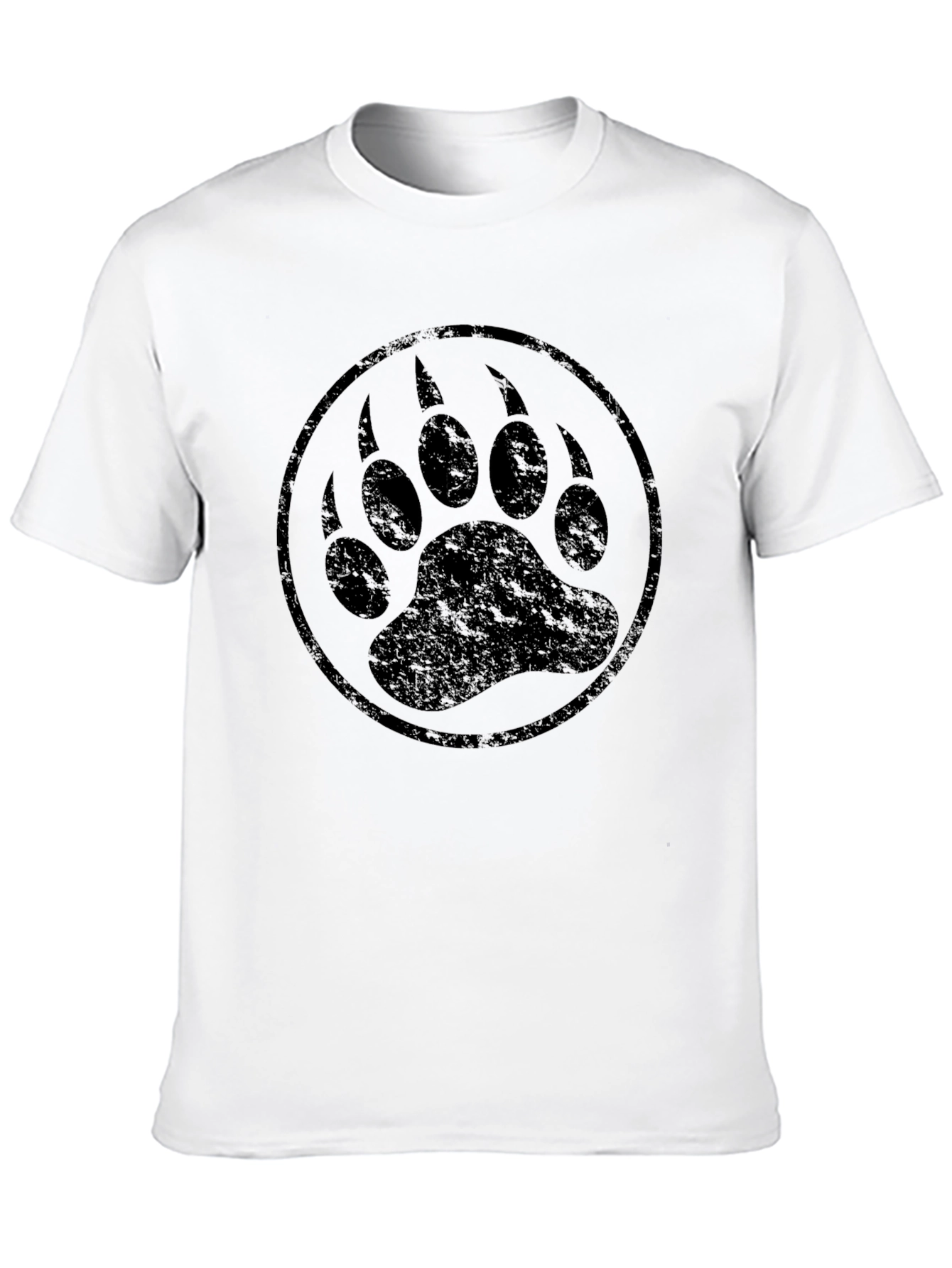 Bear Paw Print Graphic T-Shirt - Black