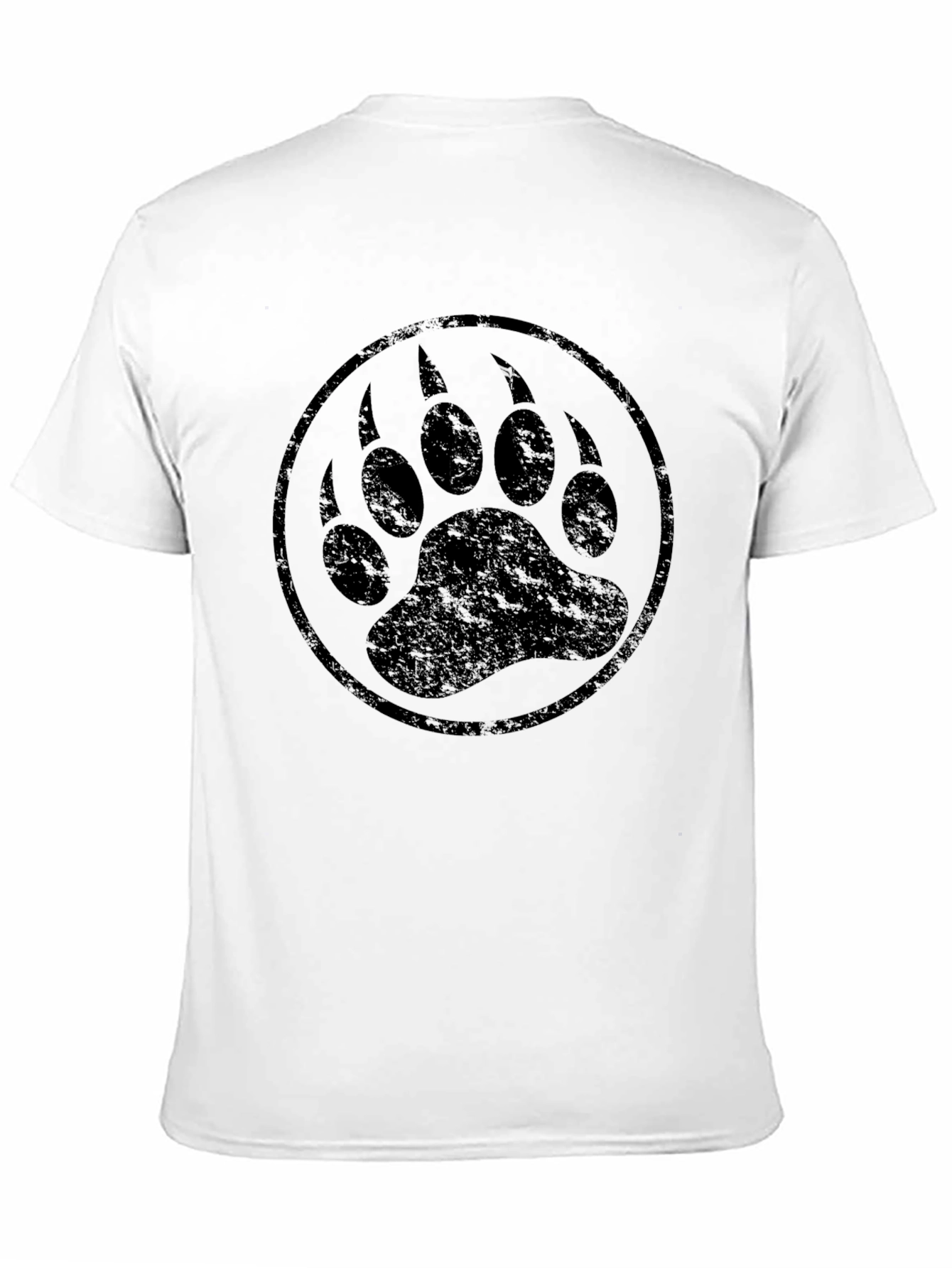 Bear Paw Print Graphic T-Shirt - Black