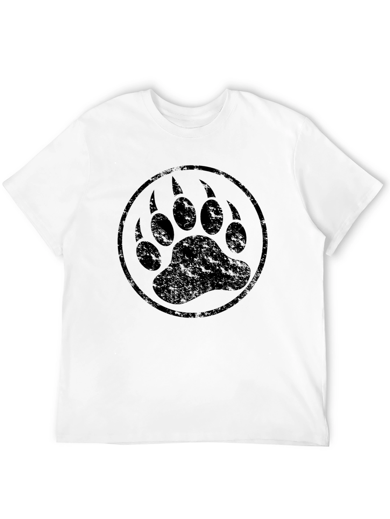 Bear Paw Print Graphic T-Shirt - Black