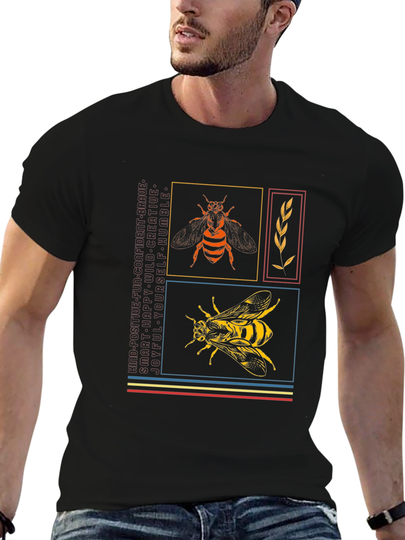 Stylish Bee Graphic Print T-Shirt