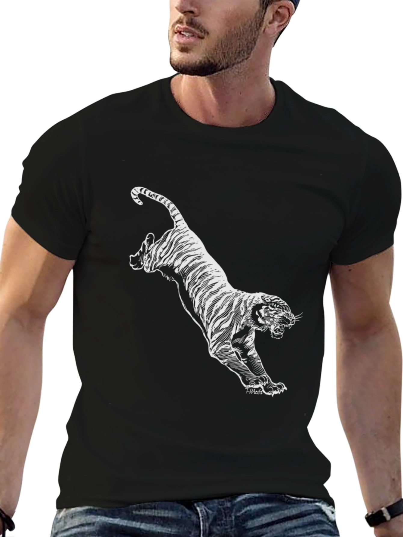 Black Tiger Graphic Tee - Stylish Mens T-Shirt