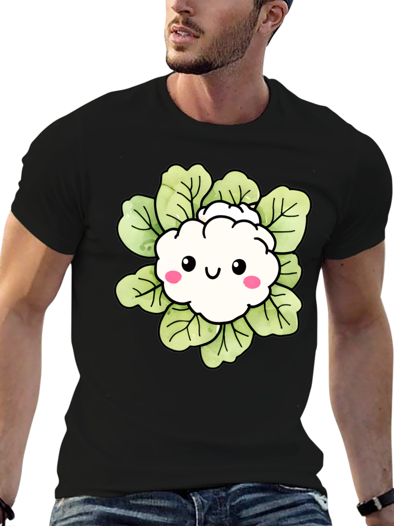 Cute Cauliflower Cartoon Graphic T-Shirt