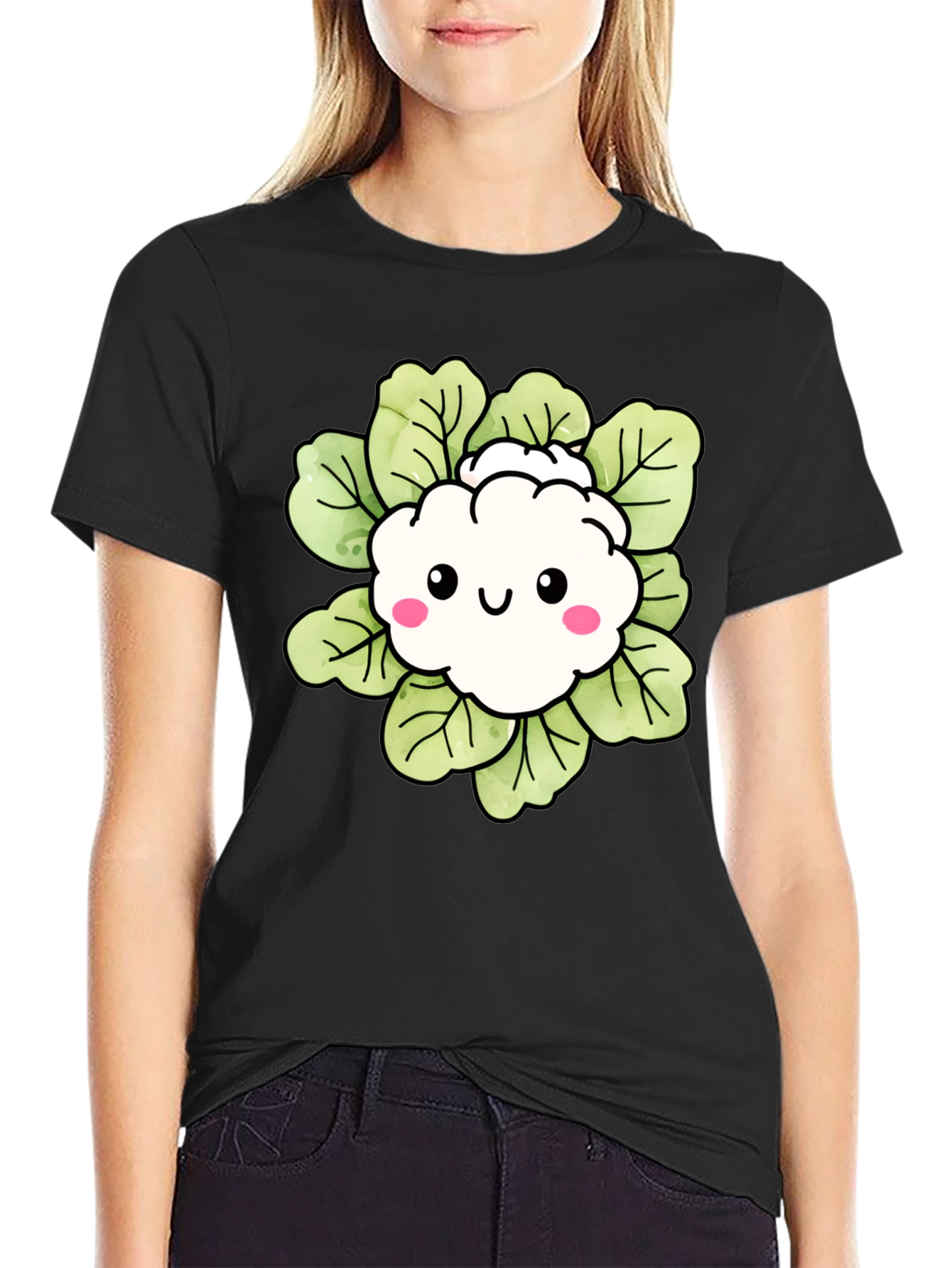 Cute Cauliflower Cartoon Graphic T-Shirt