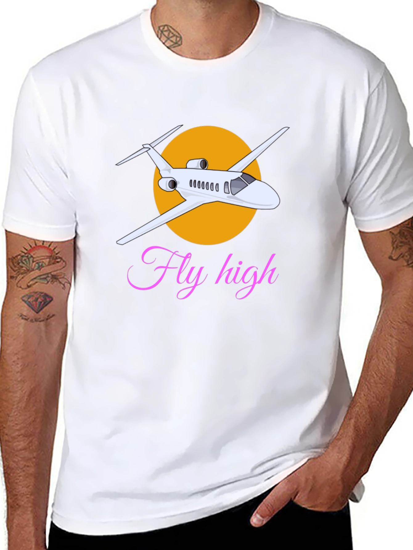 Fly High Airplane Graphic T-Shirt