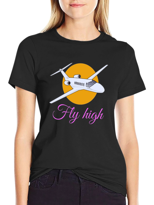 Fly High Airplane Graphic T-Shirt