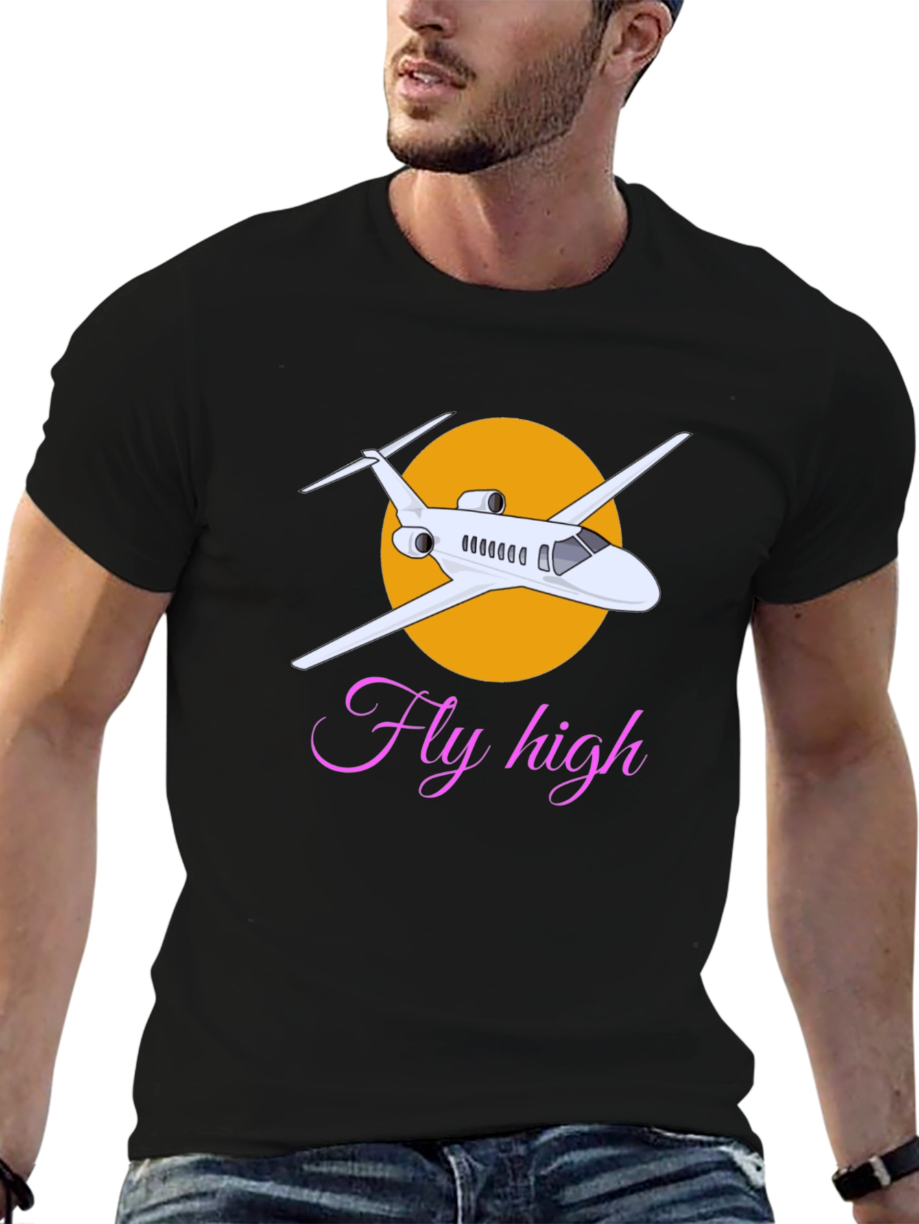 Fly High Airplane Graphic T-Shirt