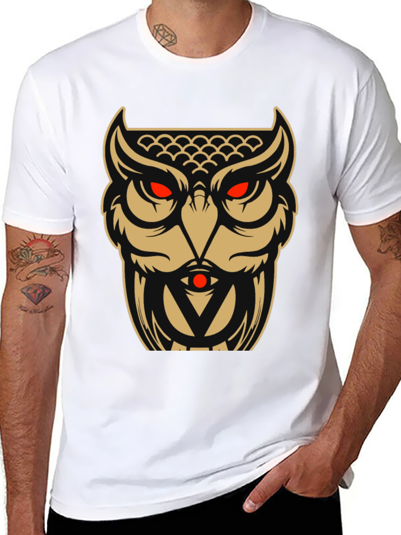 Owl Graphic Tee - Black Cotton Blend