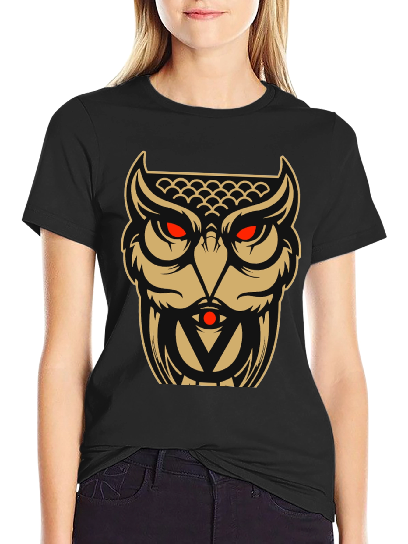 Owl Graphic Tee - Black Cotton Blend