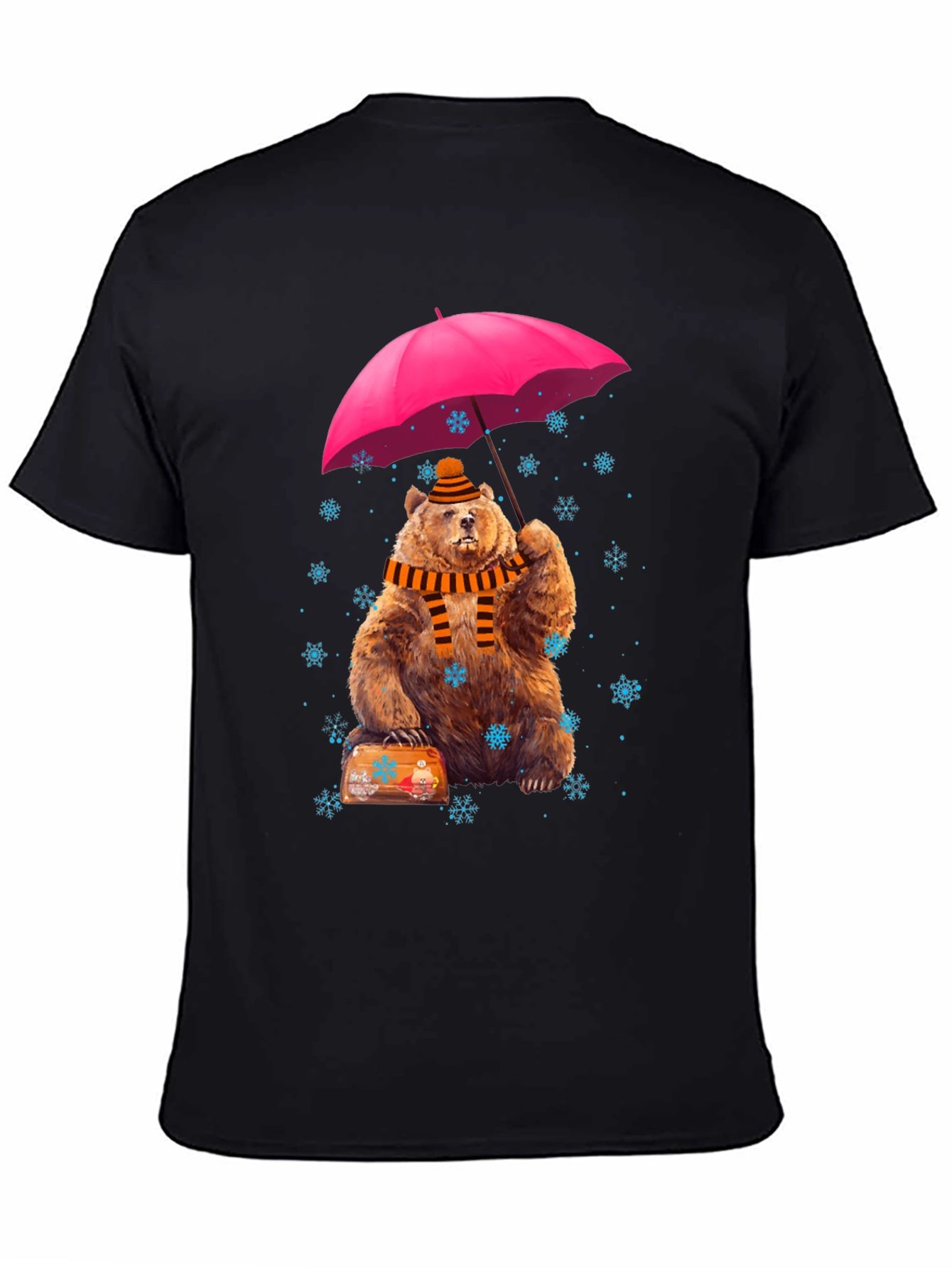 Whimsical Bear Under Umbrella Graphic Tee
