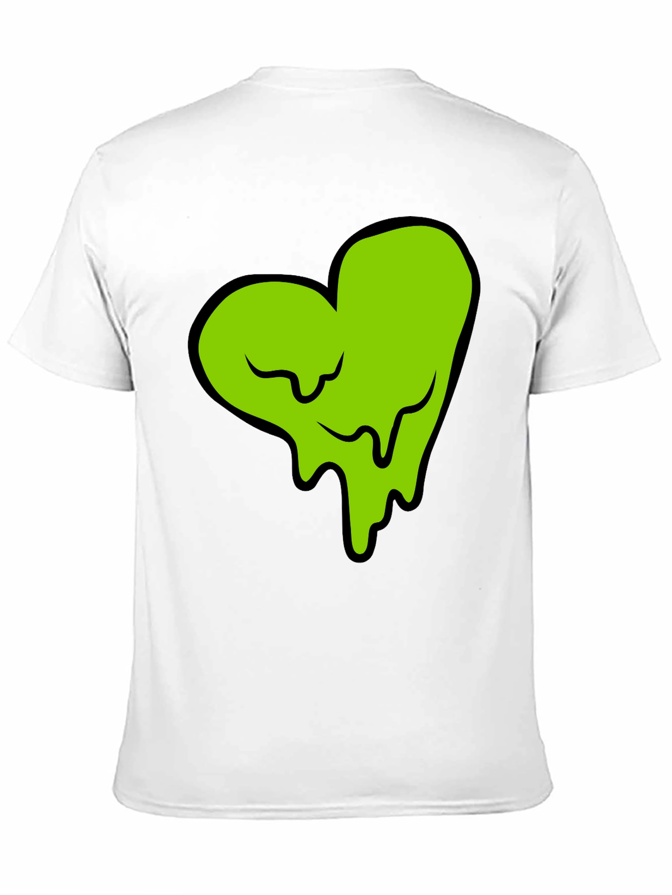Green Slime Heart Graphic Black T-Shirt