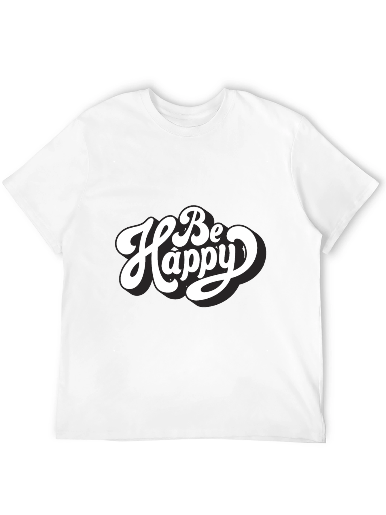 Be Happy Graphic Tee - Trendy Black T-Shirt