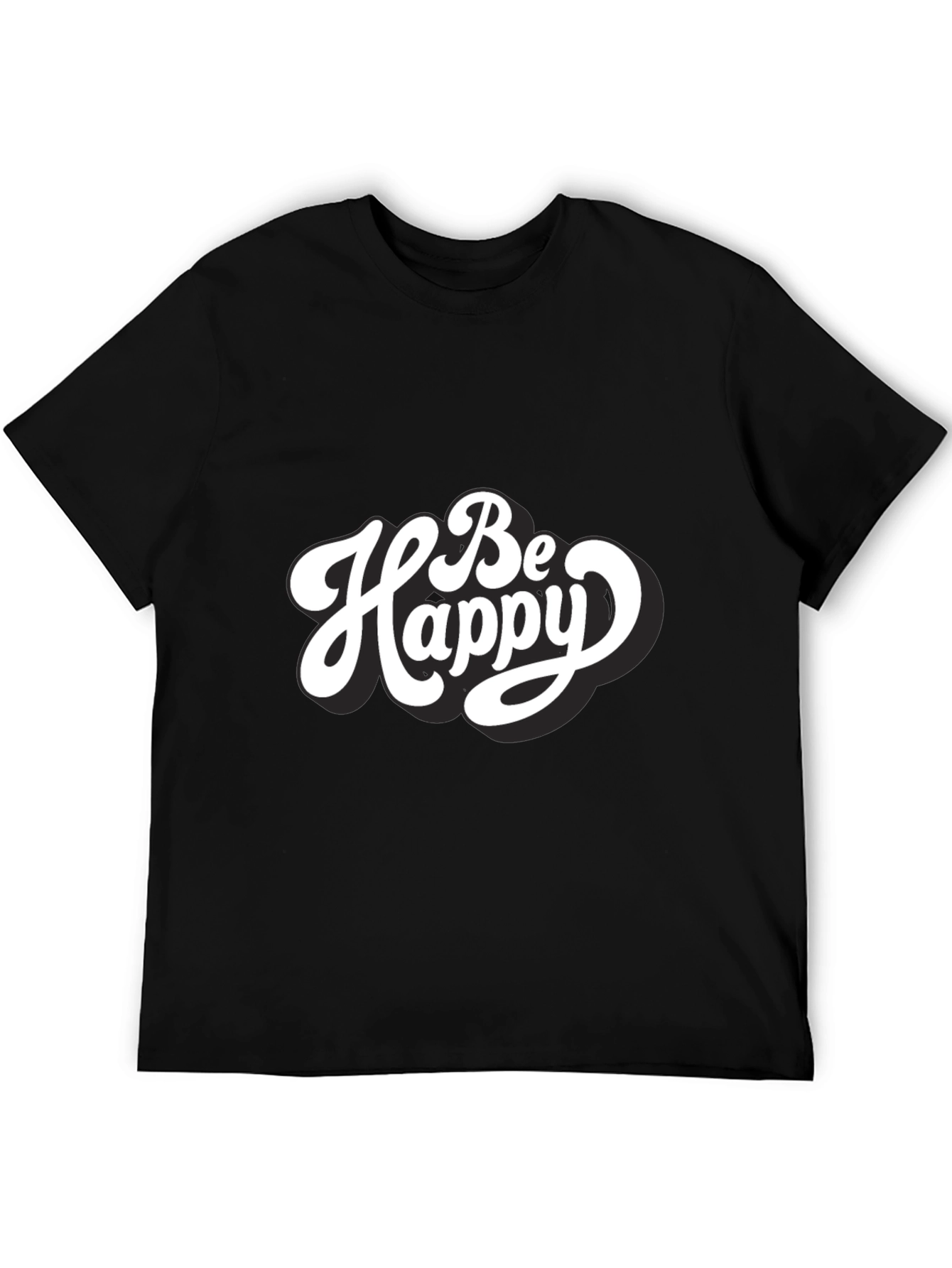 Be Happy Graphic Tee - Trendy Black T-Shirt